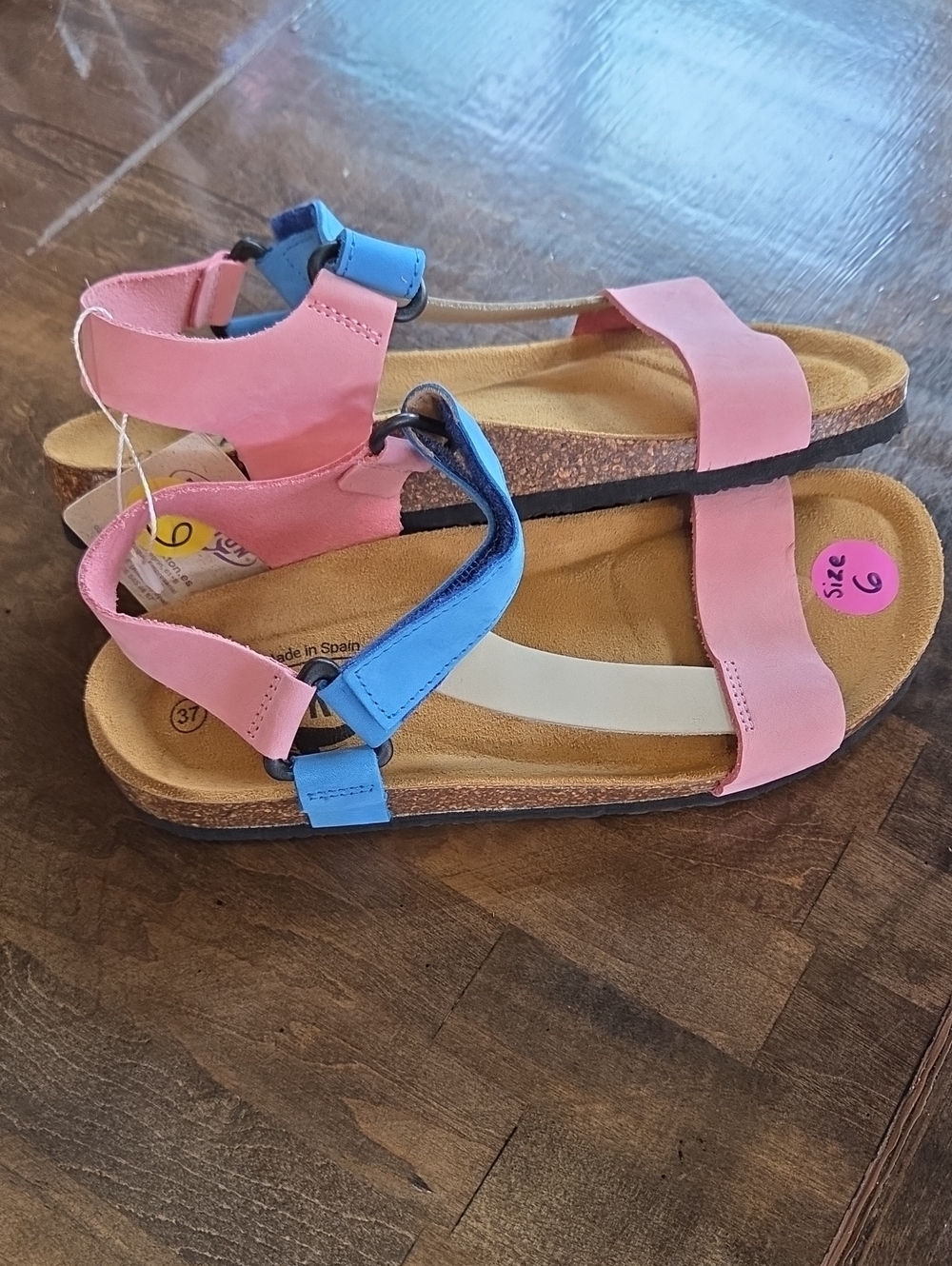 Plakton Size 6 Women's Pink and Blue Comfort Sandals NEW